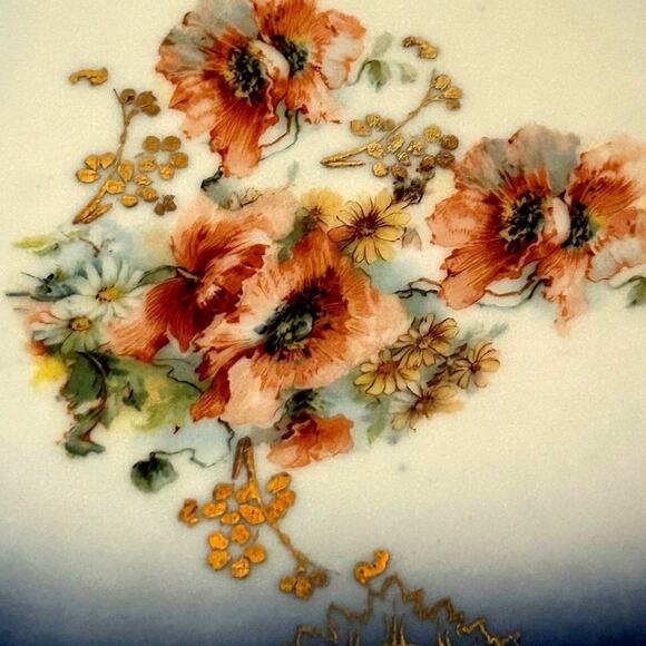 Vintage PM Bavaria Handled Square Cobalt Plate Floral Center Design Gorgeous - Picture 4 of 5